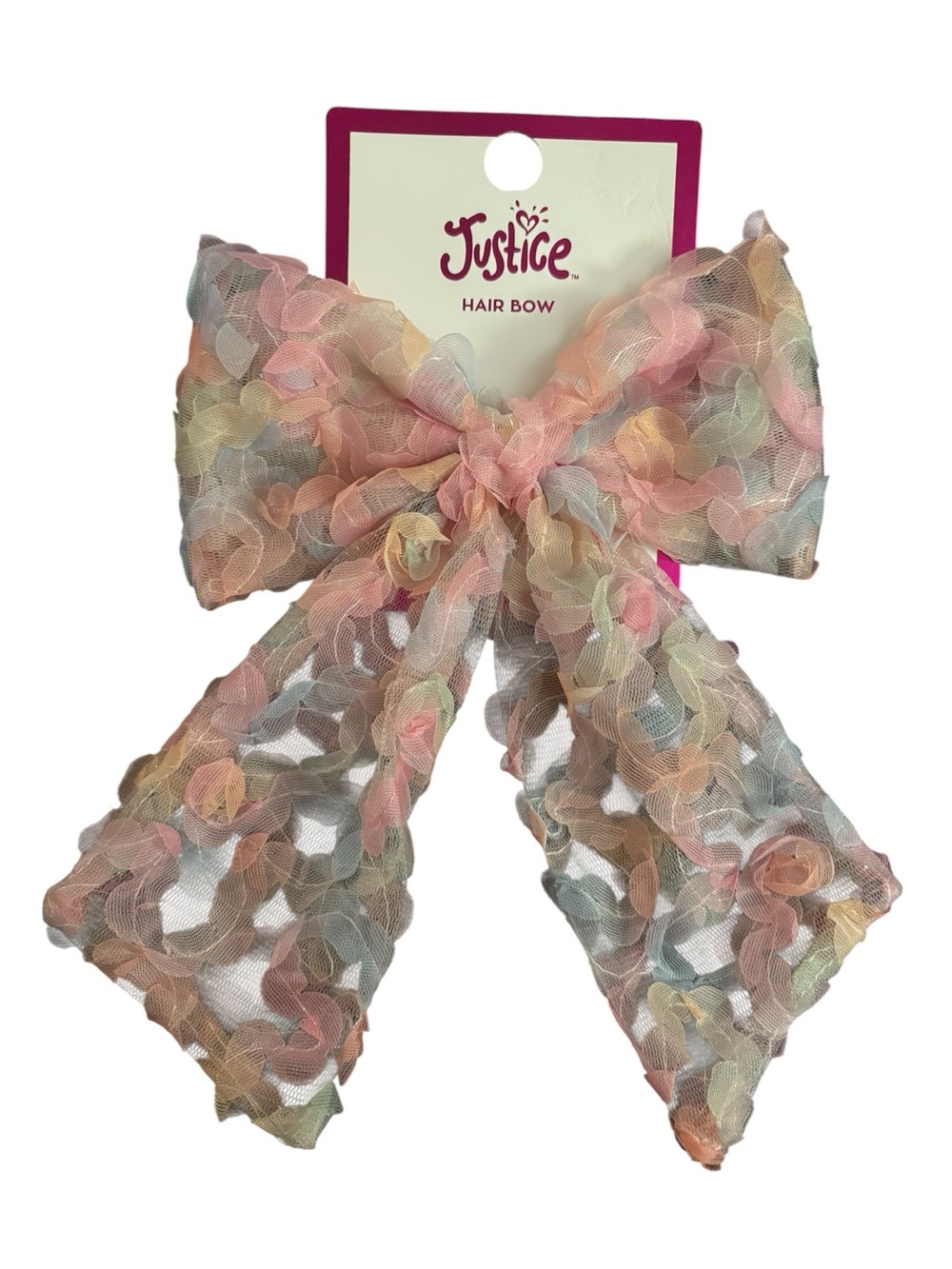 Justice Multi-Colored Floral Bow Hair Clip